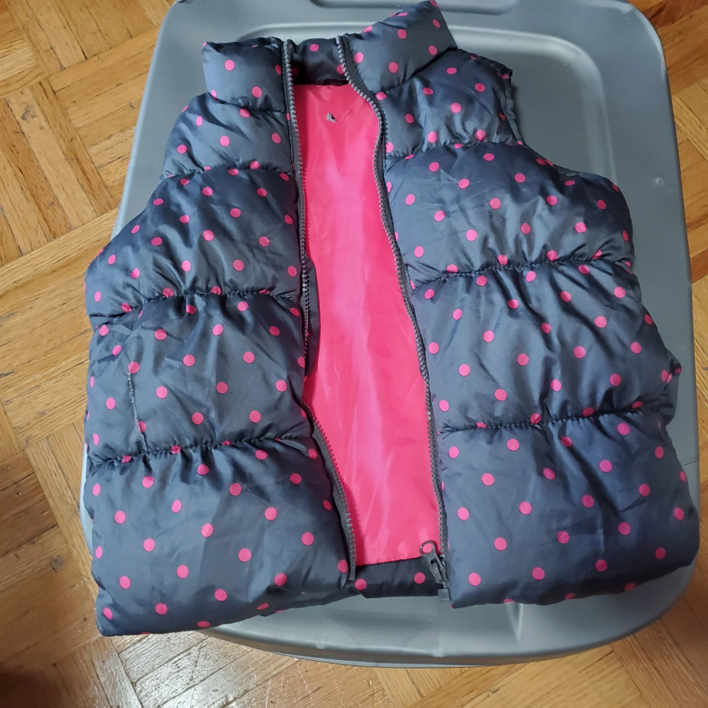 Girls Polka Dot Puffer Vest