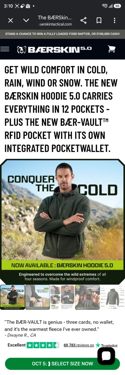 Brand-new Bearskin Tactical Fleece Hoodies (size S and M)