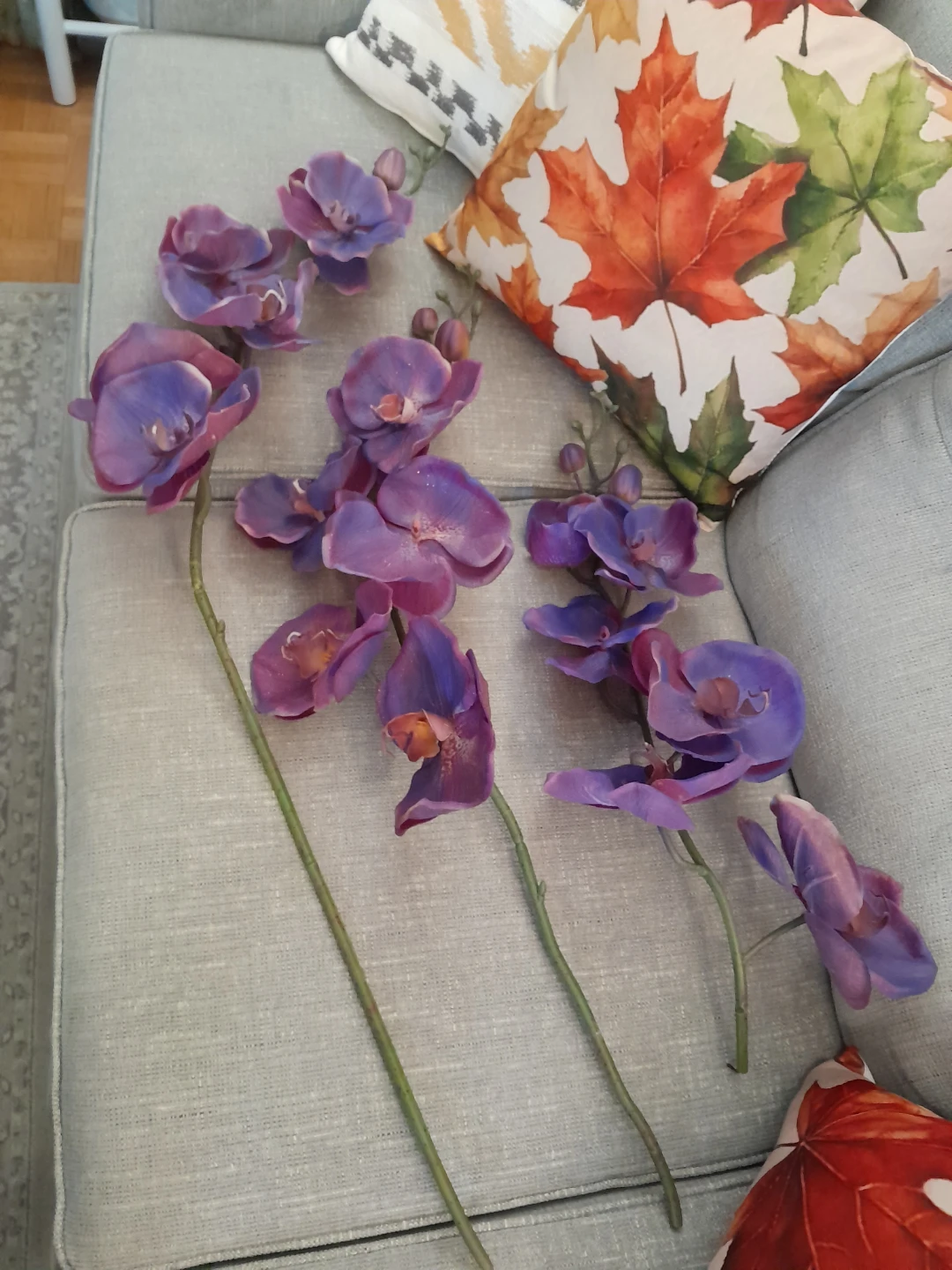 Set of 3 Artificial Purple Orchid Stems