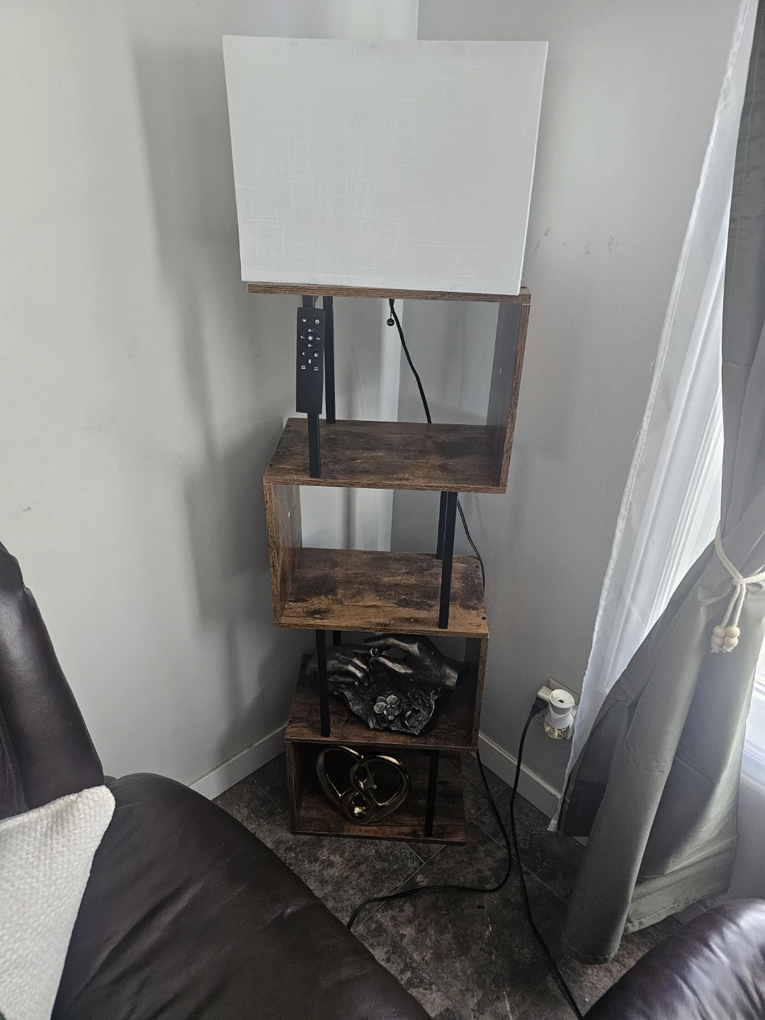 Rustic Industrial Floor Lamp with Shelving