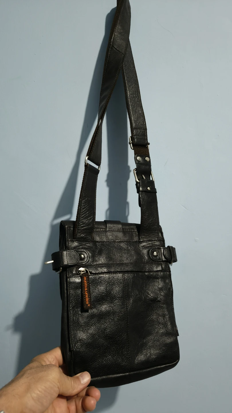 Aunts & Uncles Black Leather Crossbody Bag