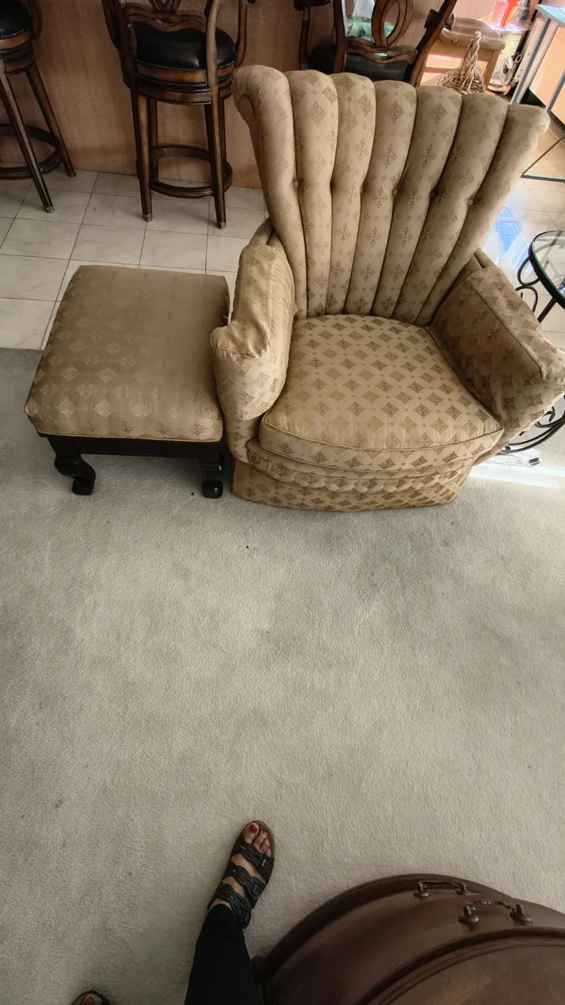 Upholstered Armchair and Ottoman Set