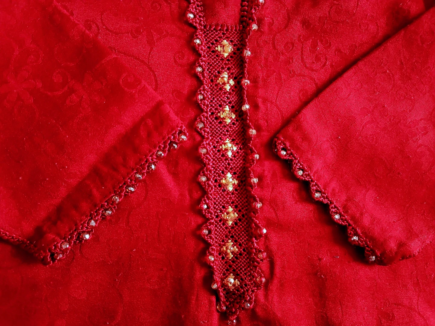 Red Moroccan Embroidered Handmade Kaftan 5/6/7