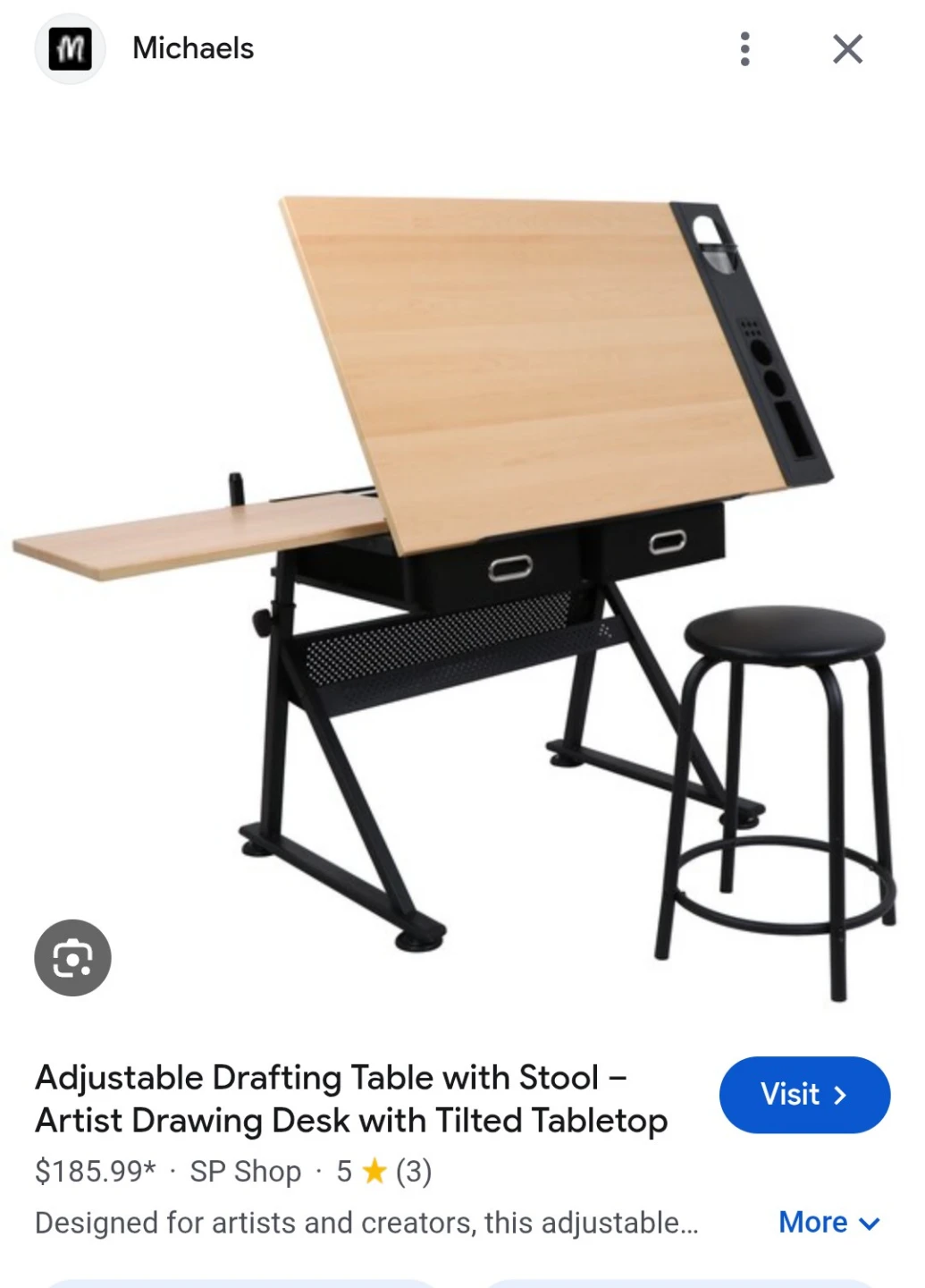 Adjustable Drafting Table with Stool