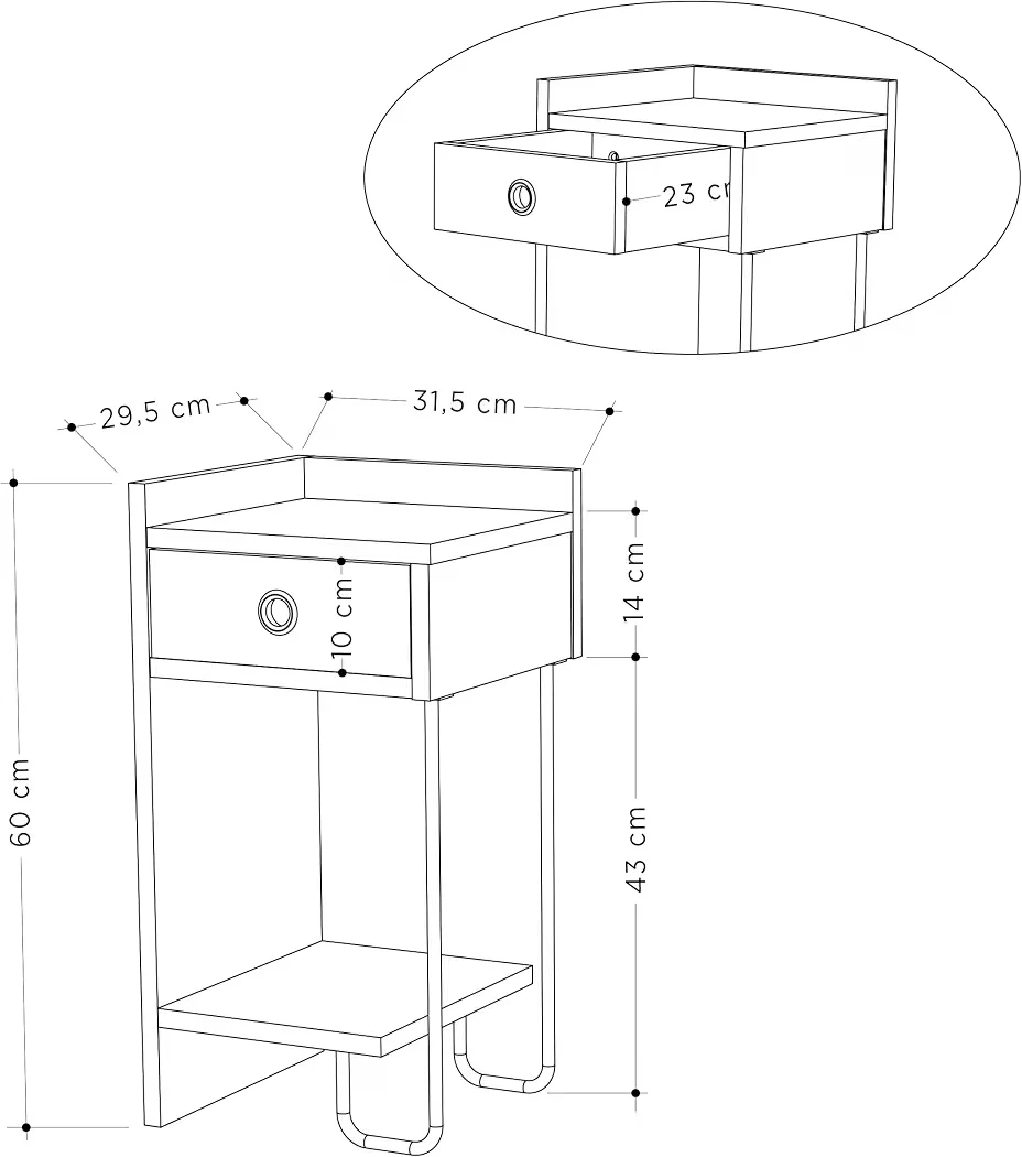JV Home Sirius Side Table with Drawer - photo 2