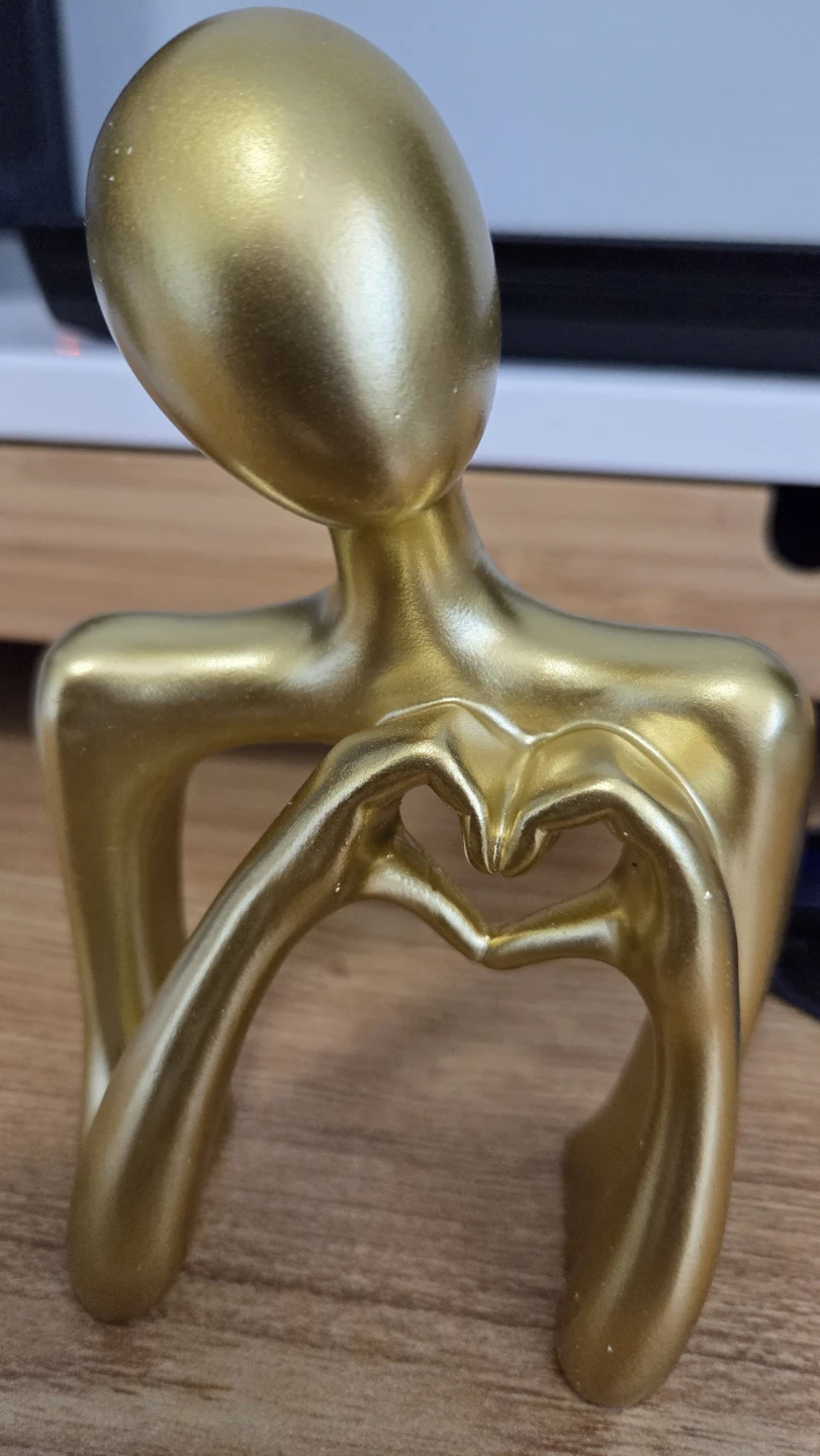 Gold Abstract Figure Heart Hands Sculpture – Modern Decor *new - photo 2