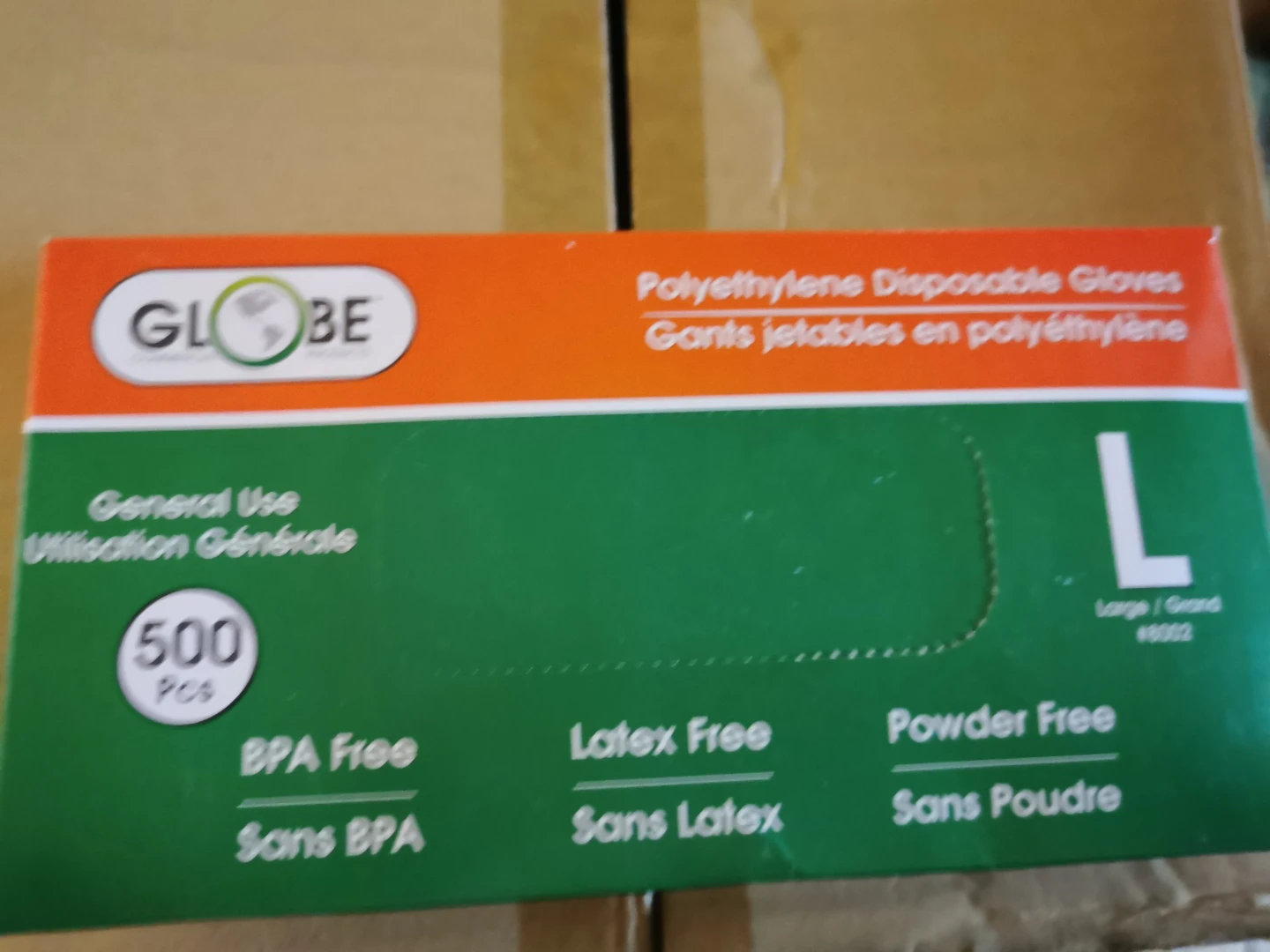 6 boxes Globe Polyethylene Disposable Gloves Large 500 Count