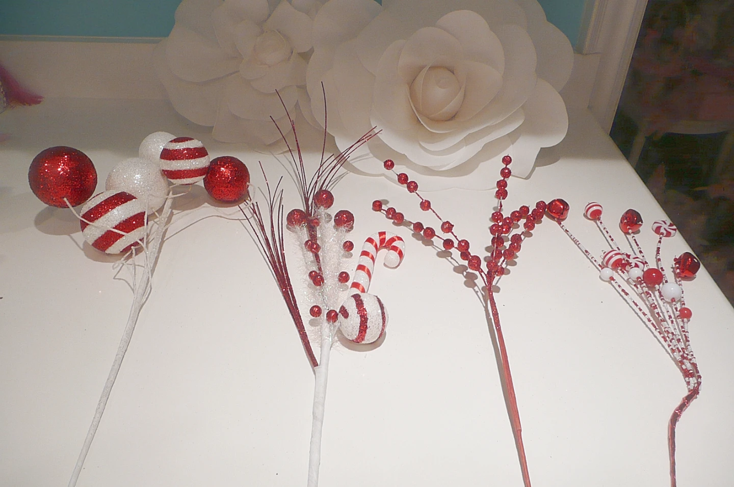 Set of 4 Christmas Decorative Floral Sprays