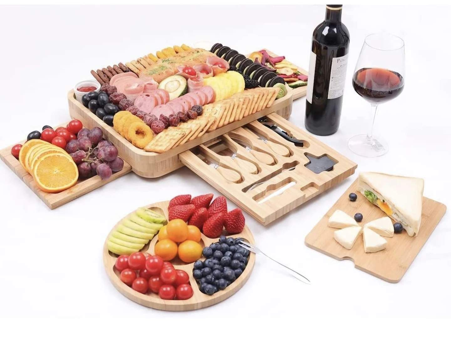 Bamboo Charcuterie Board with Serving Set