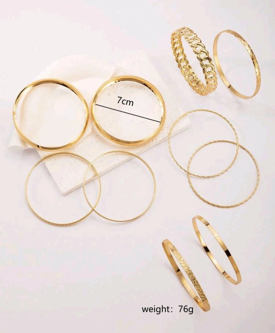 Set of 9 Gold-Tone Metal Bangles - photo 4