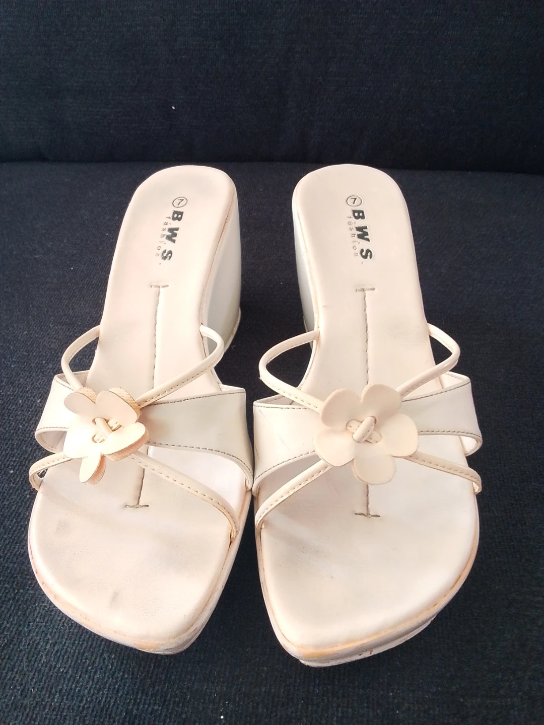 BWS Cream Wedge Sandals