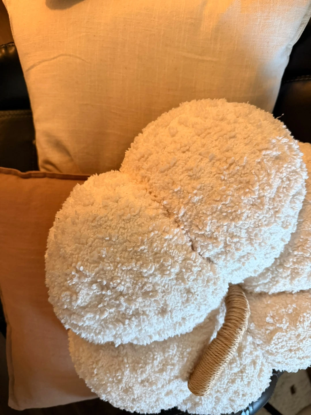 White Sherpa Pumpkin Throw Pillow