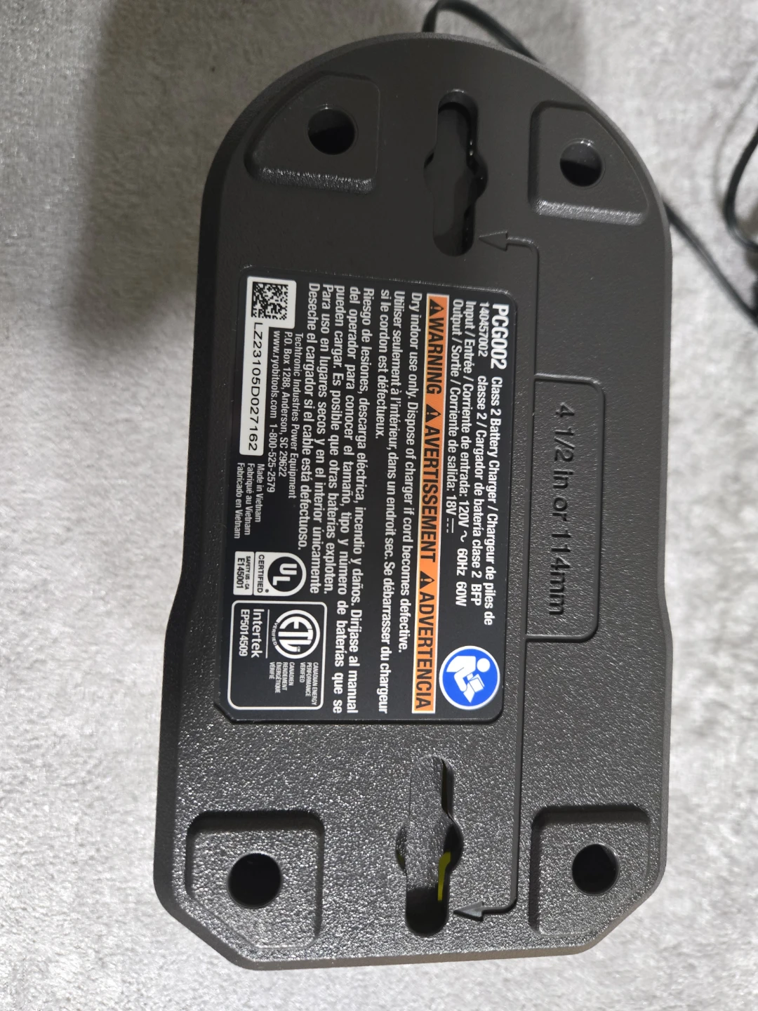 Ryobi PCG002 18V Battery Charger - photo 2
