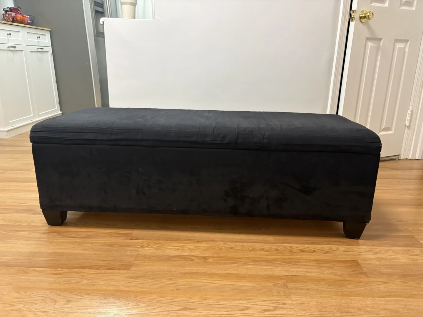 Black Upholstered Storage Bench