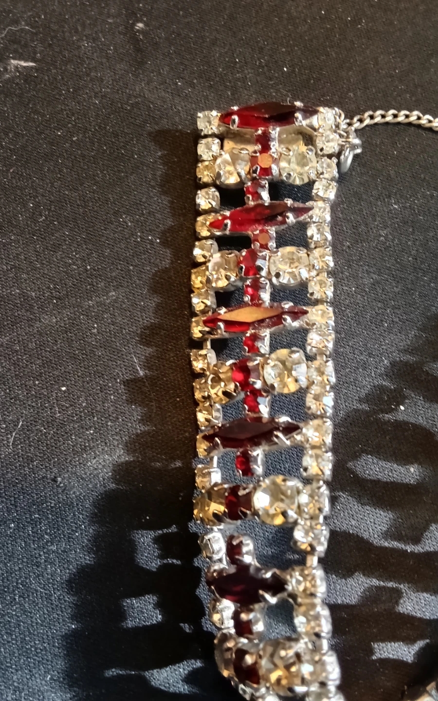 1940s–1950s European Multi-Row Ruby Red & Clear Rhinestone - photo 5