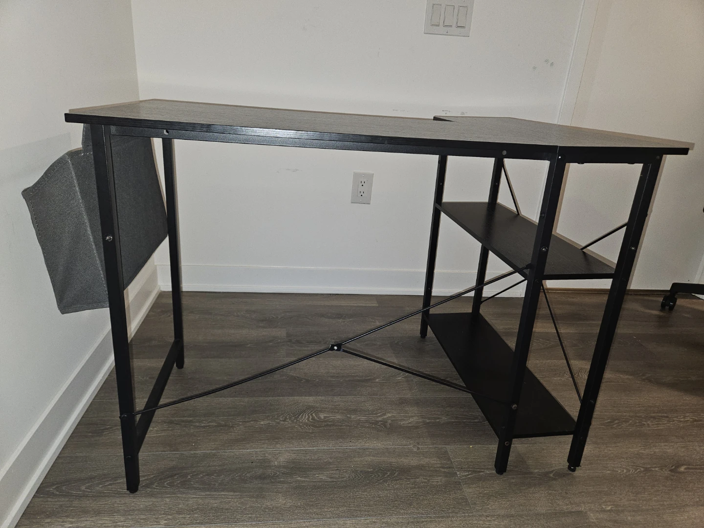 Black Computer Desk with Storage Shelves - photo 2