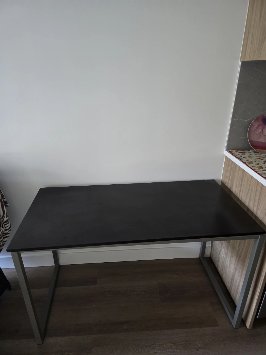 Dark Brown Desk with Metal Frame