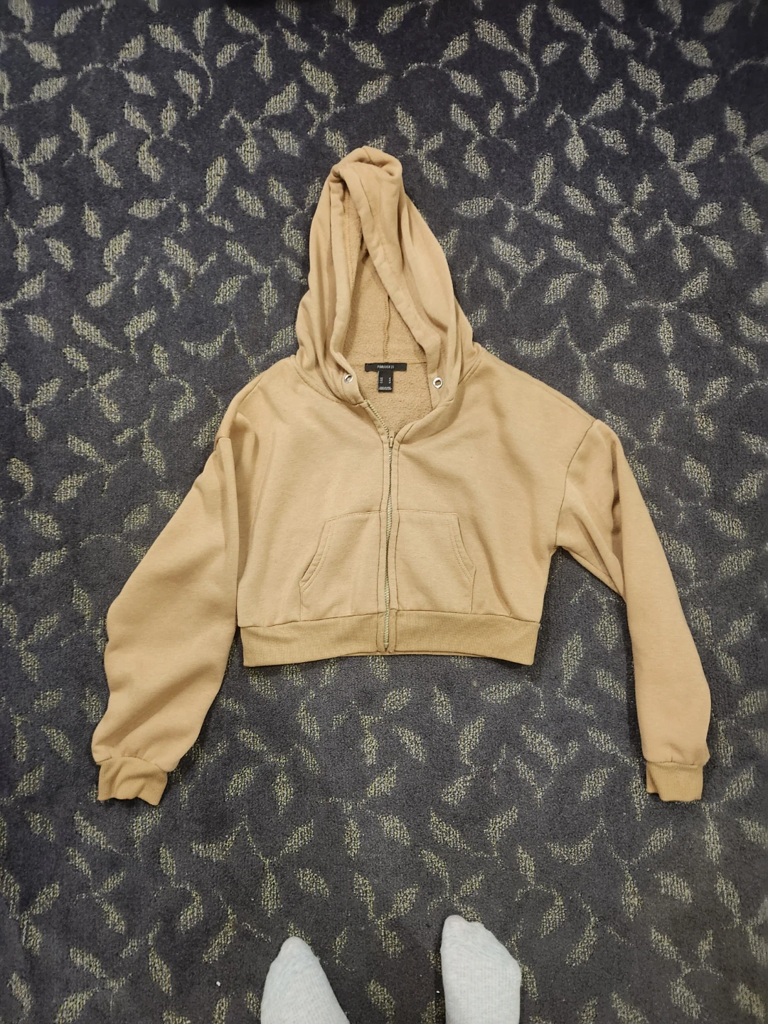 Forever 21 Tan Cropped Zip-Up Hoodie - photo 2