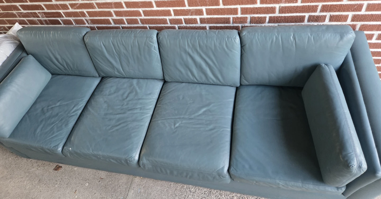Blue Leather Sofa