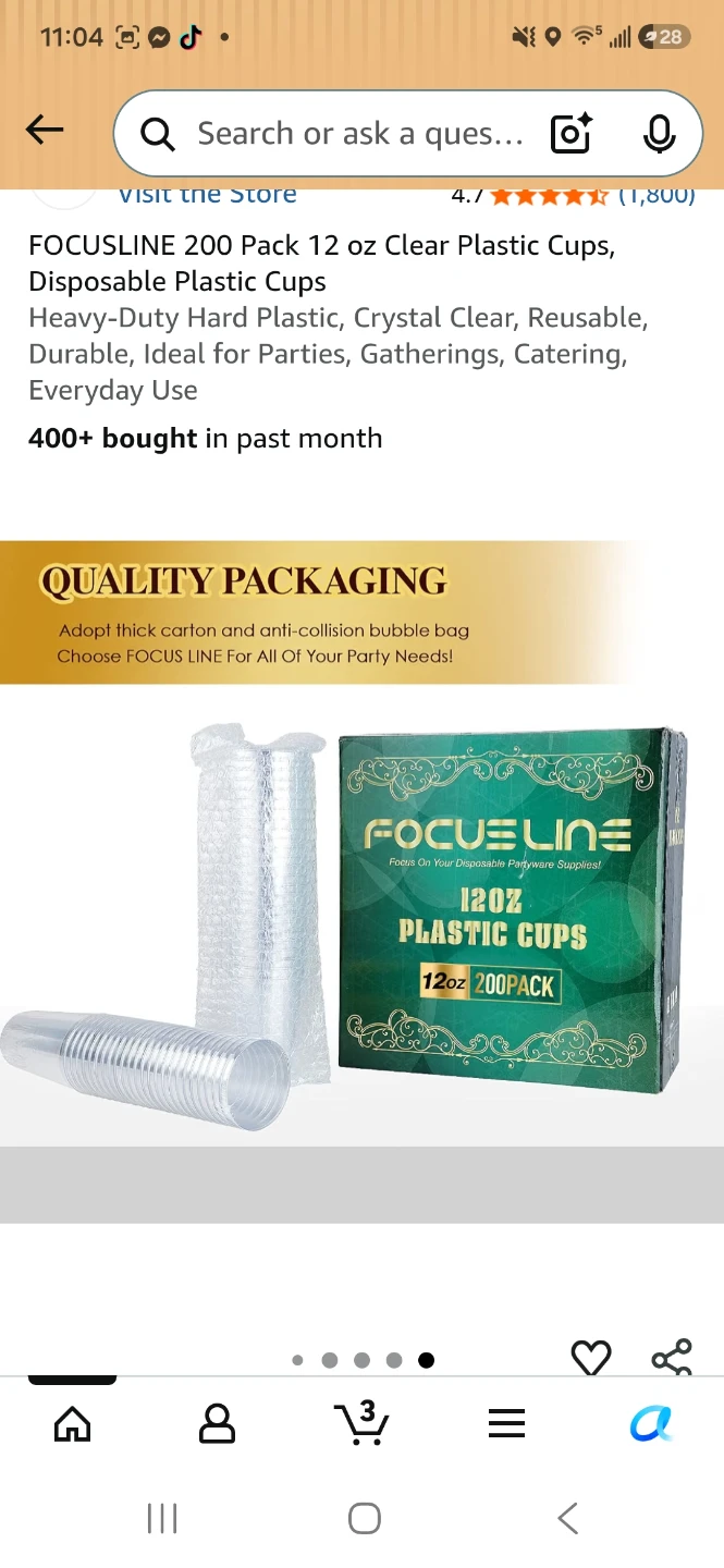 FOCUSLINE 12oz Clear Plastic Cups 200 Pack - photo 3