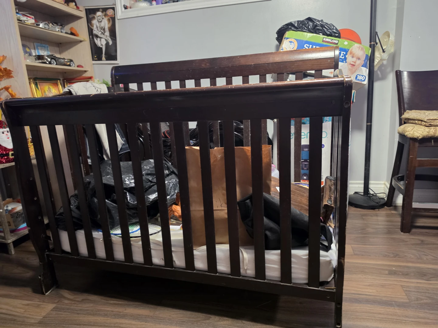 Dark Brown Wooden Crib