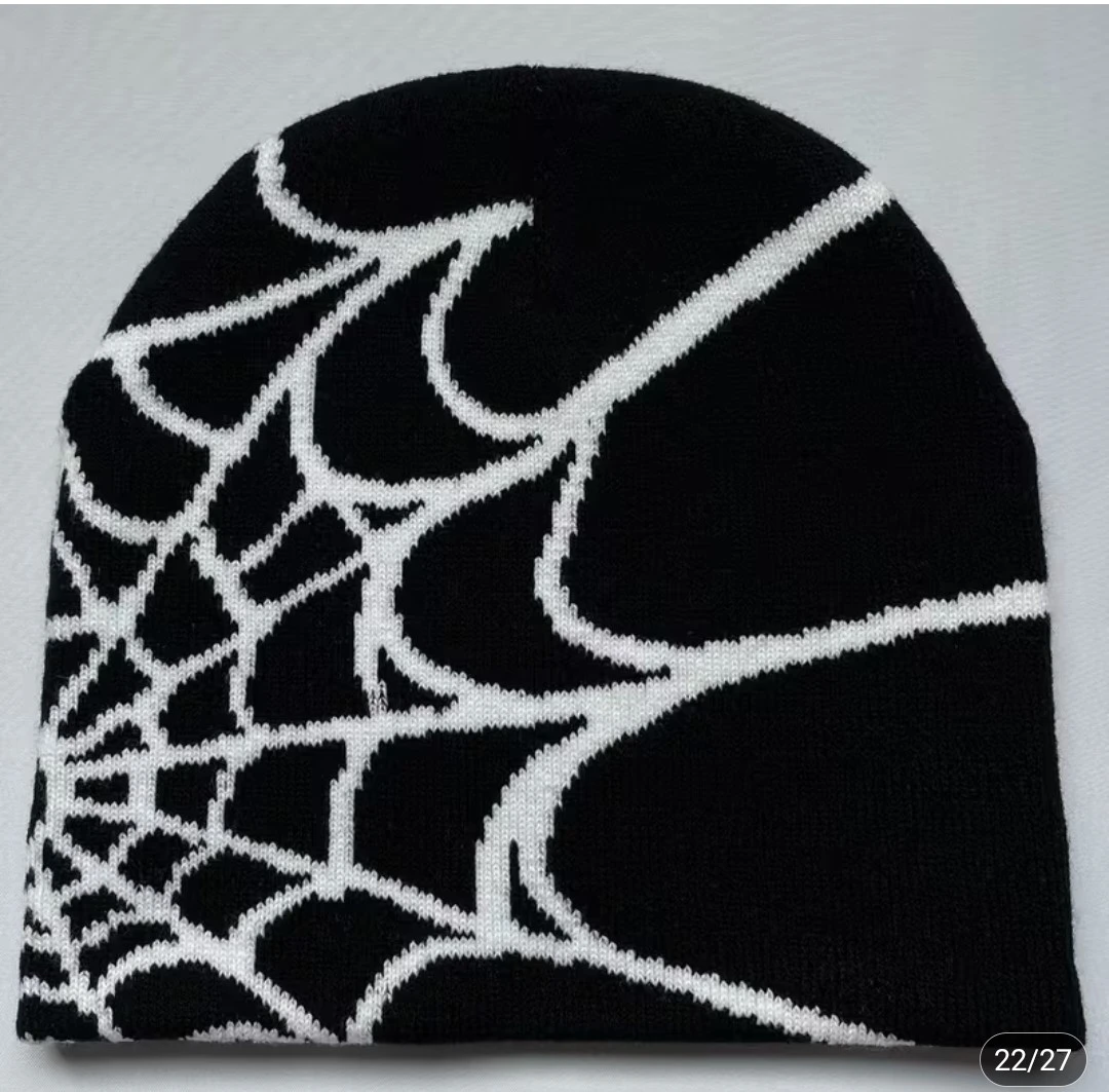 Spiderweb Pattern Knit Beanies - photo 4