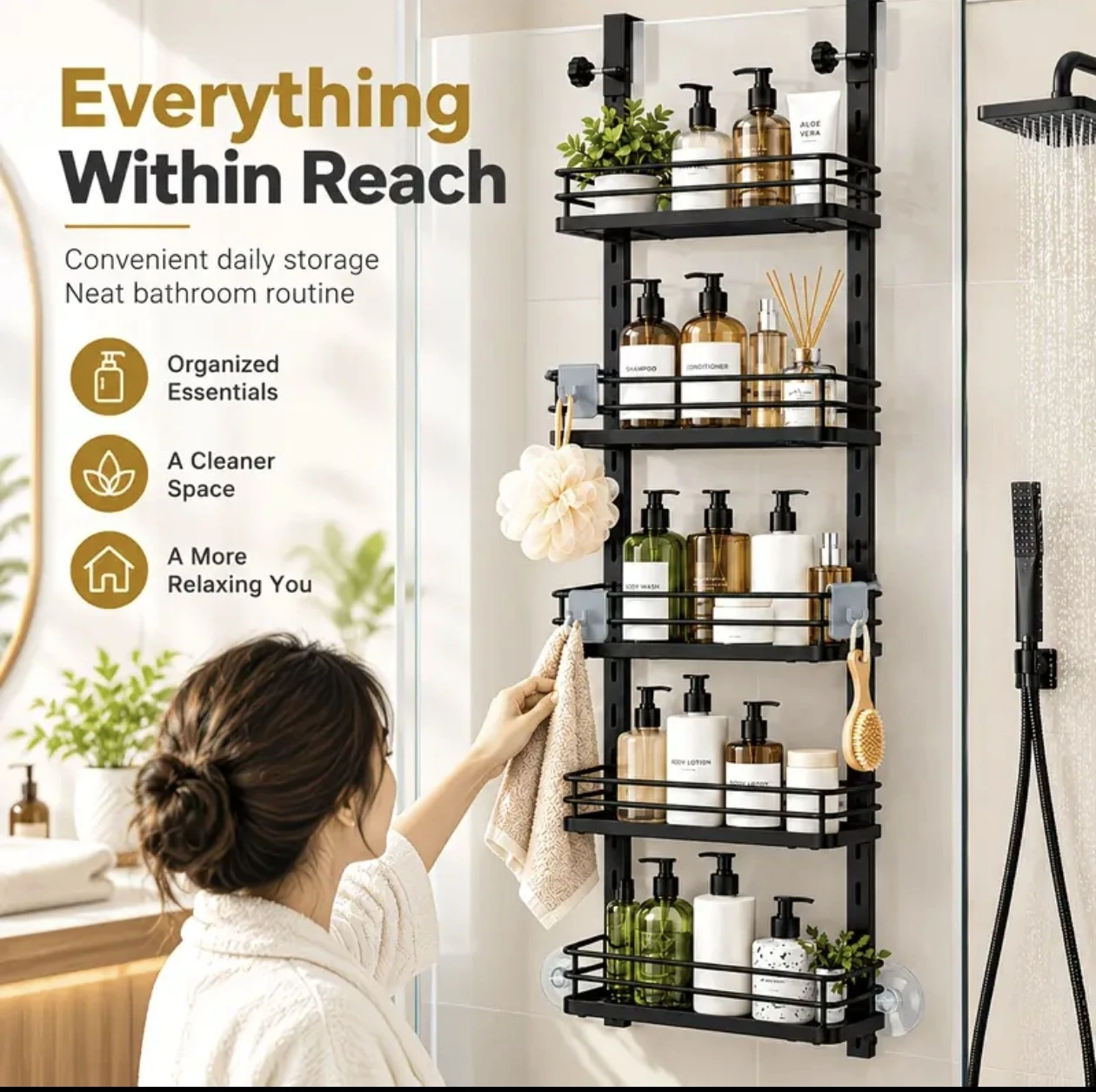 5 Tiers-Shower Caddy | Bathroom Racks (100% New)