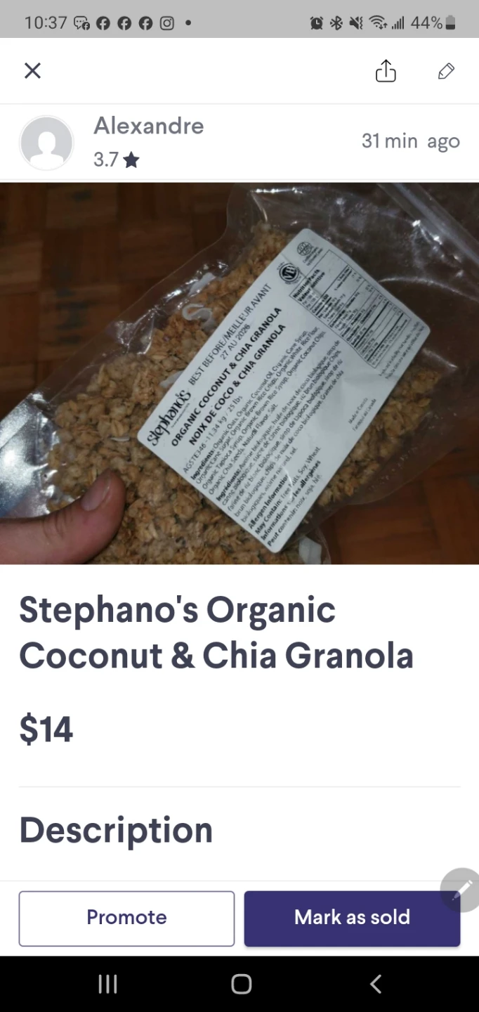 Stephano's Organic Coconut & Chia Granola