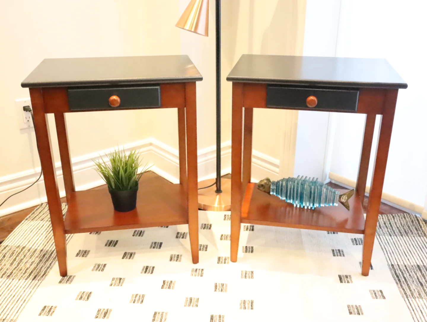 Pair of Black/Brown End Tables, Night Stand