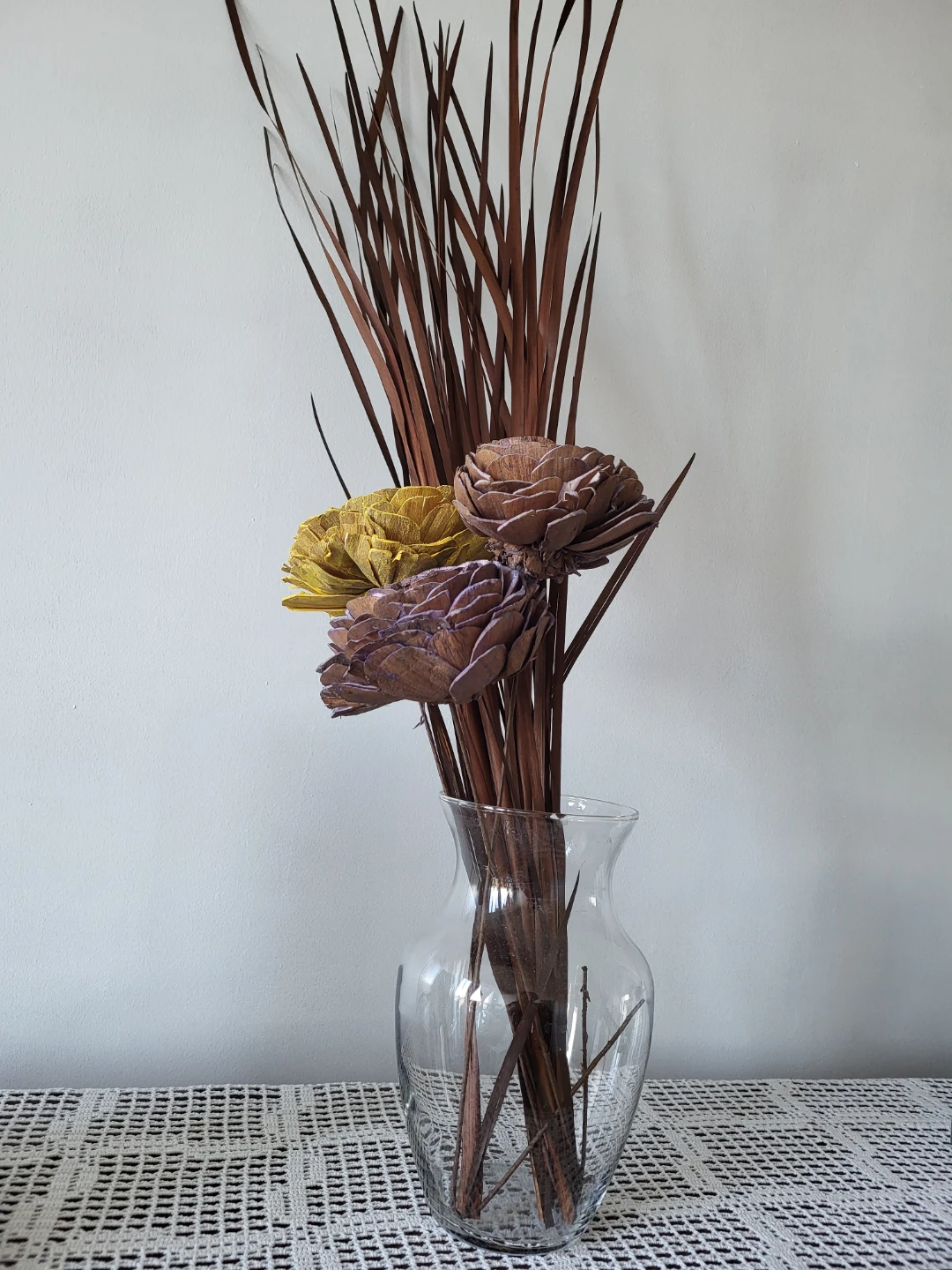 Decorative Glass Vase with Dried Floral Arrangement - photo 2