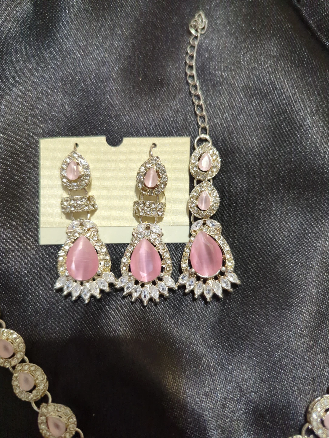 Pink Stone Necklace and Earring Set - photo 2