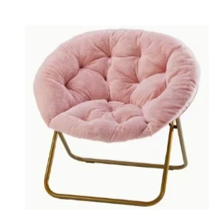 Pink Faux Fur Saucer Chair