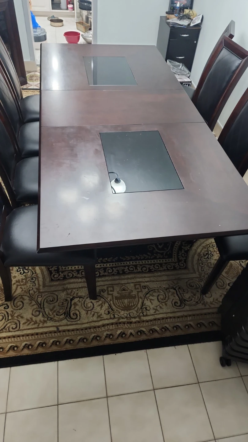 Dark Wood Dining Set with Hutch - photo 4