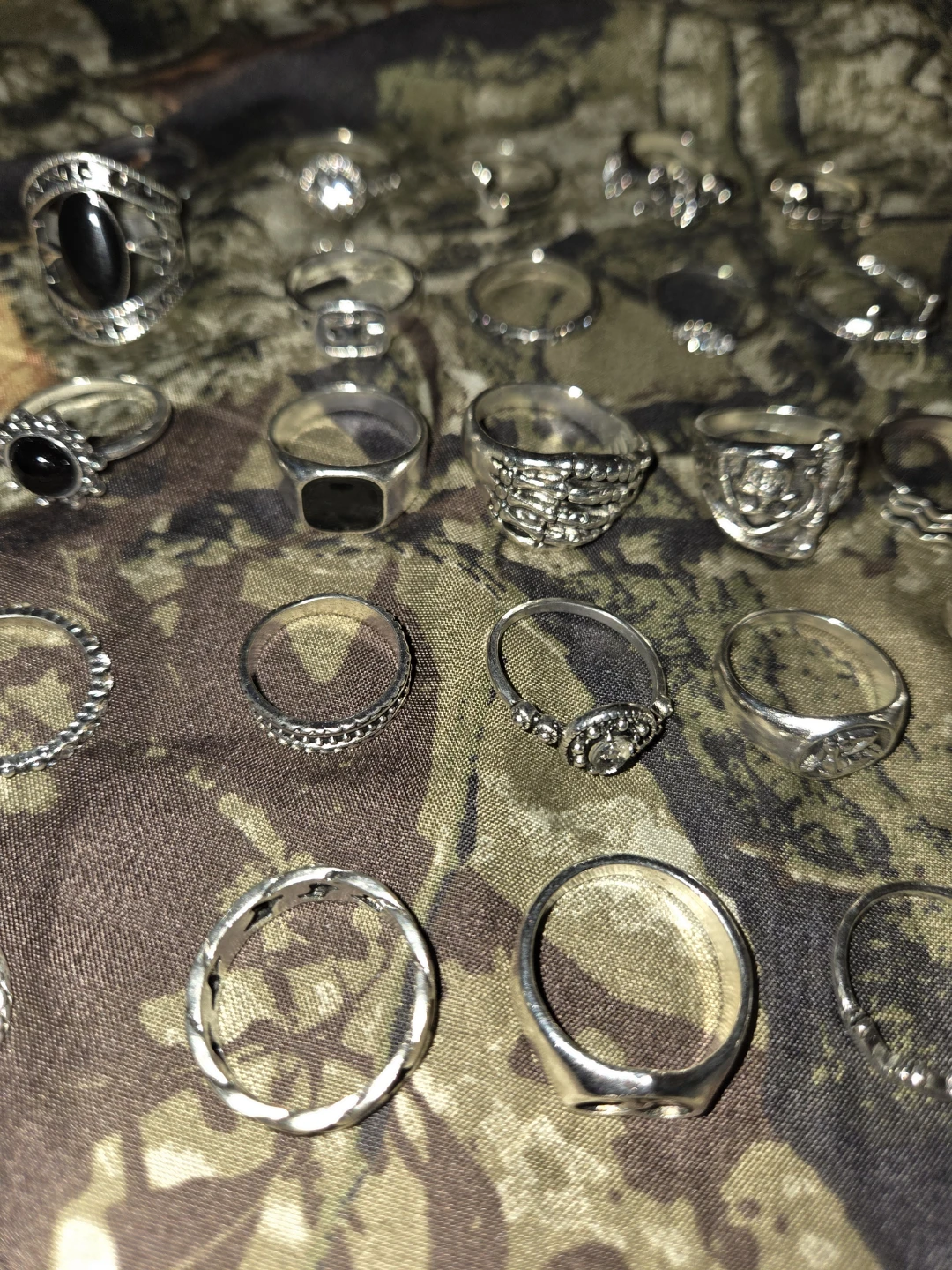 26-Piece Vintage Silver Goth Ring Set - photo 5