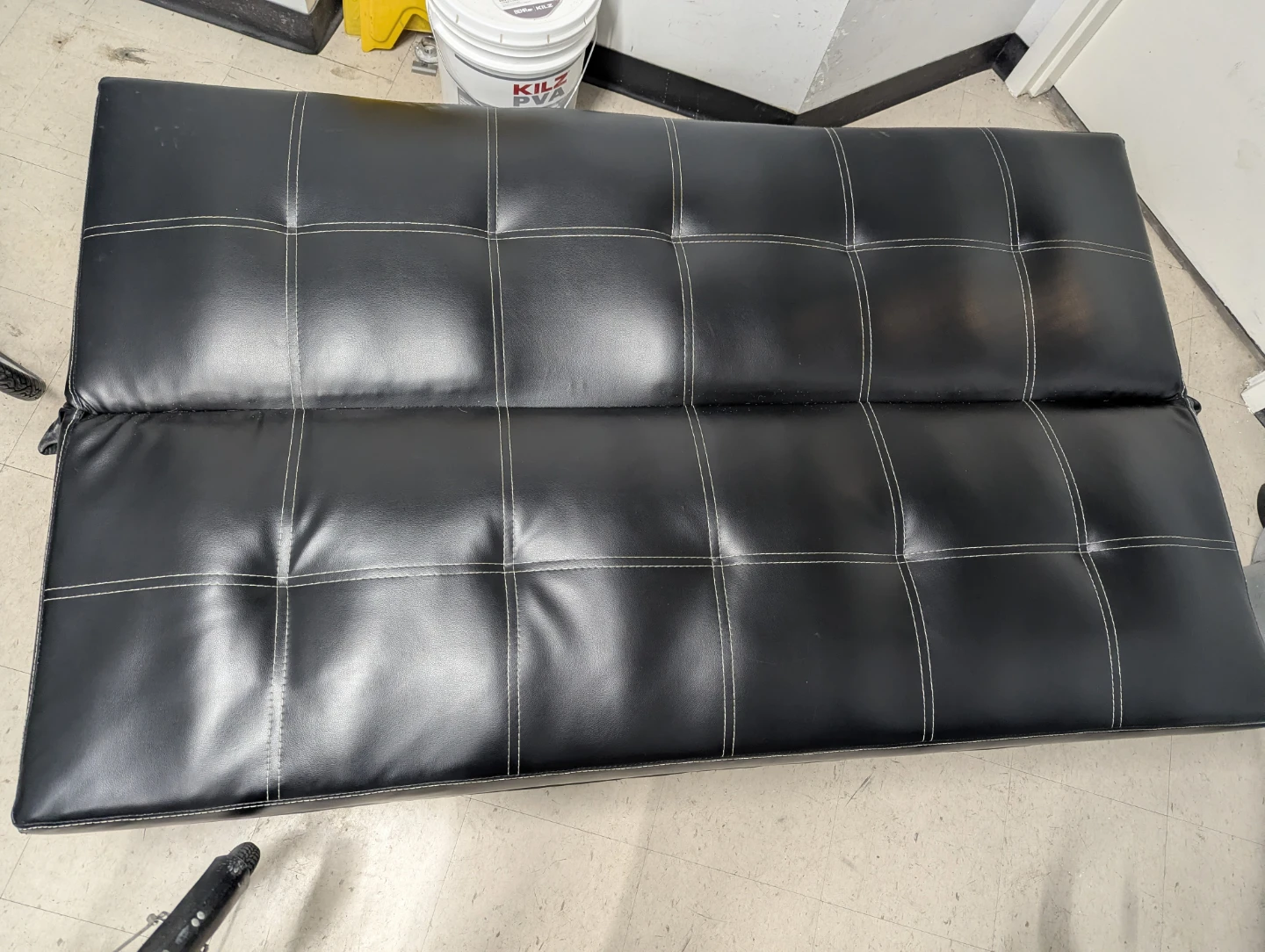 Black Faux Leather Futon Sofa Bed - photo 3