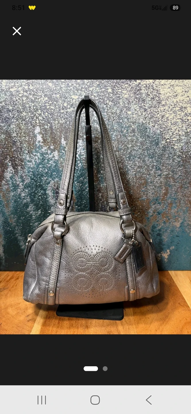 Metallic Silver Leather Handbag - photo 2