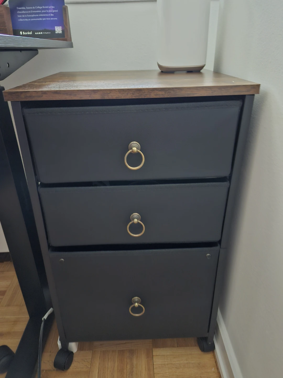 3-Drawer Storage Cart with Wood Top - photo 2