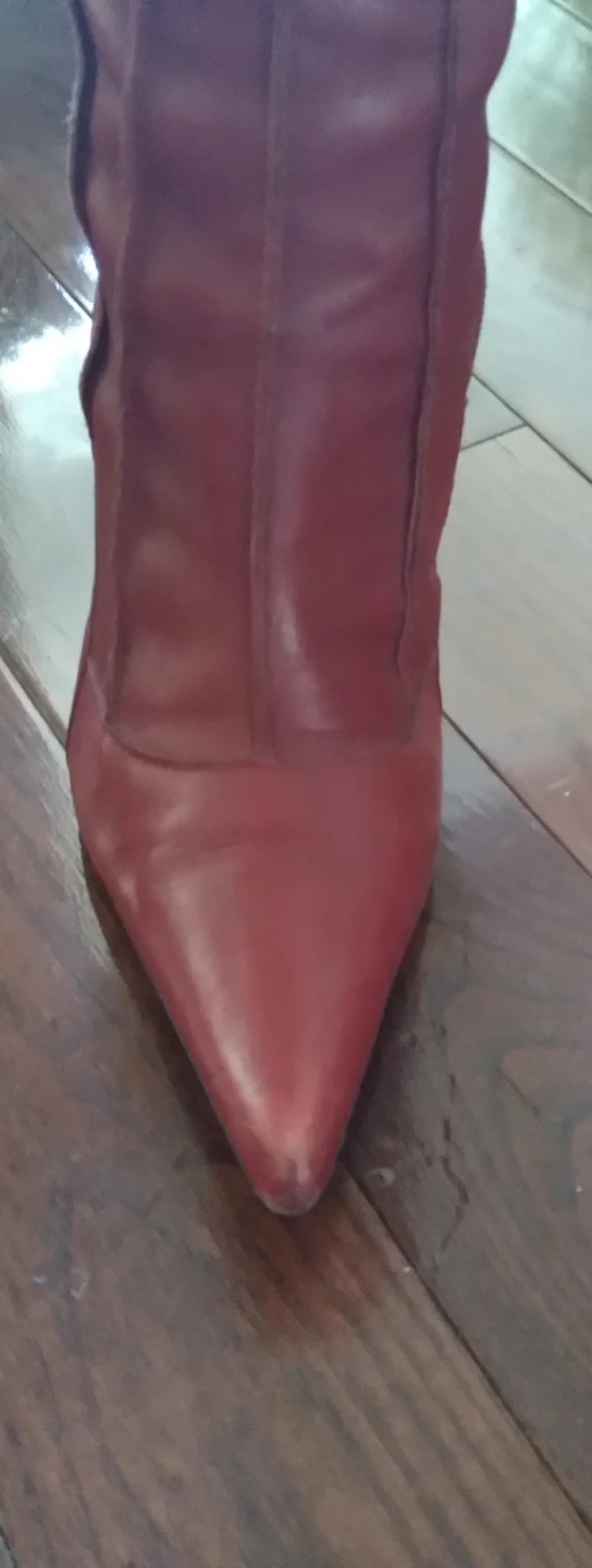 Vintage Red Leather Stiletto Boots - photo 4
