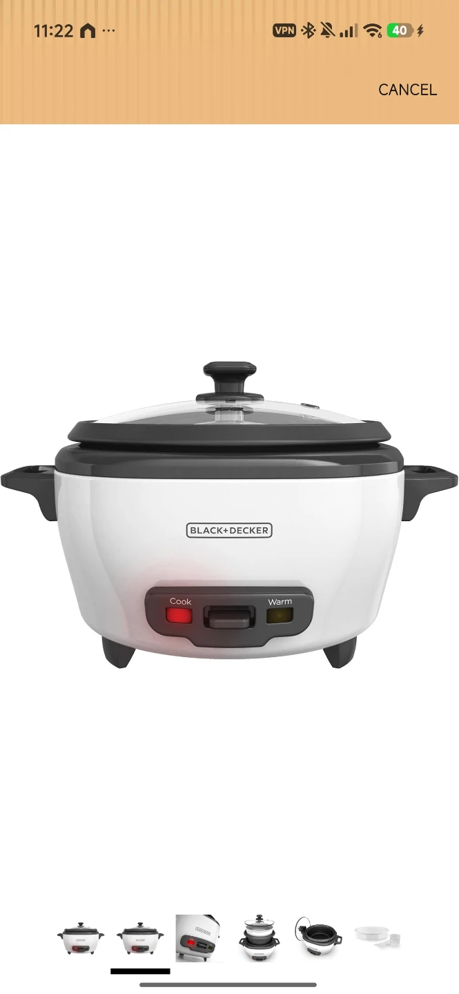 Black+Decker 6-Cup Rice Cooker and Steamer - photo 2
