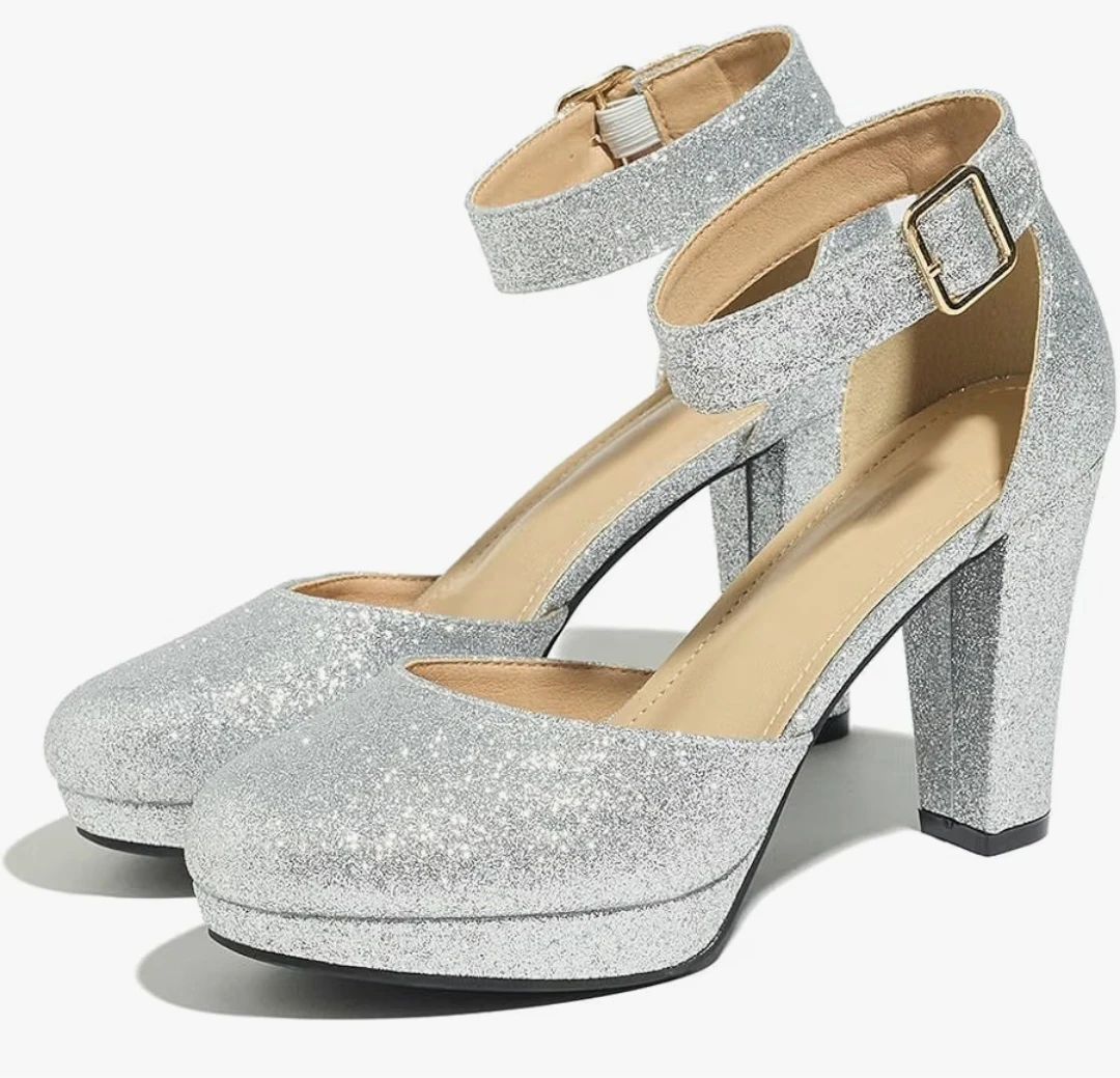 Silver Glitter High Heels – New