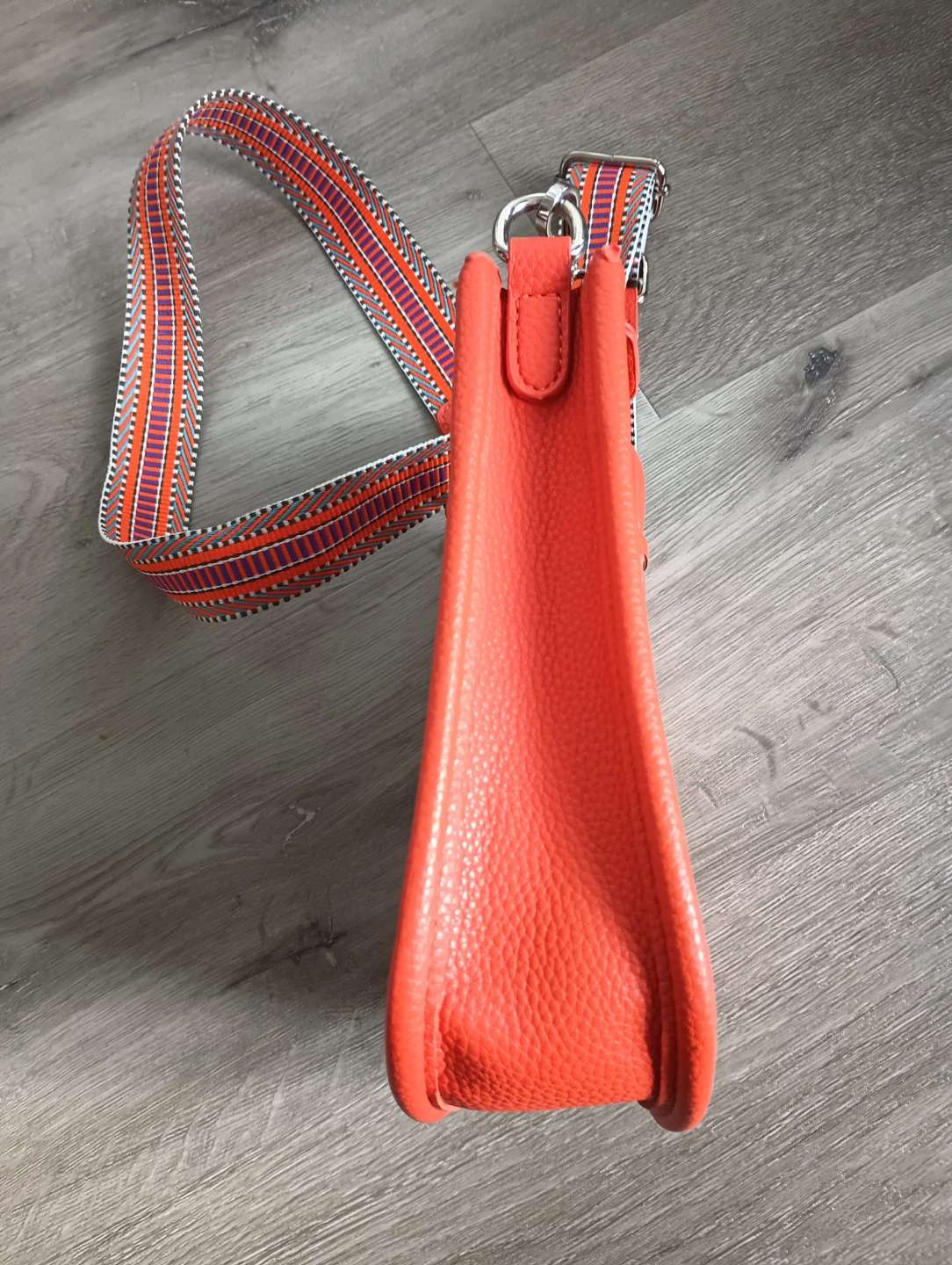 Orange Crossbody Bag with Patterned Strap - photo 3