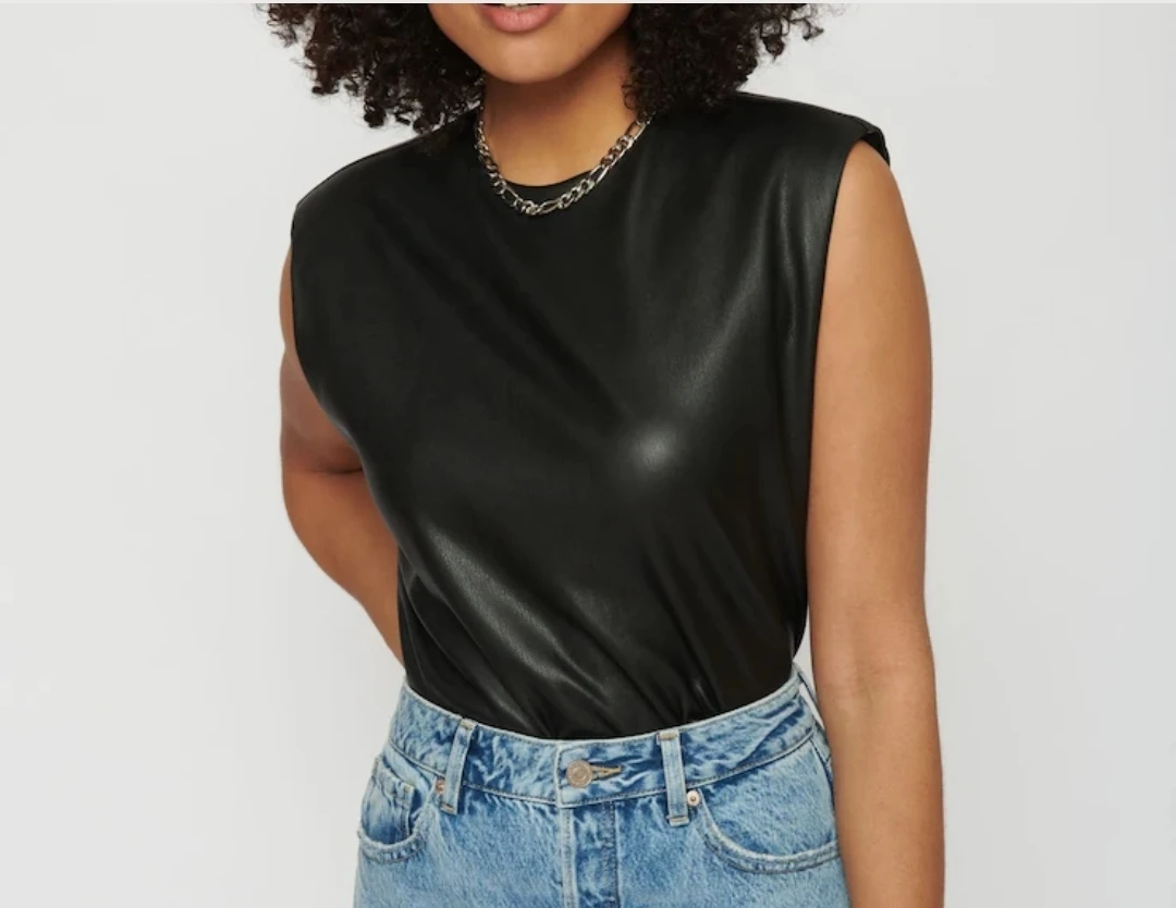 Dynamite Black Faux Leather Sleeveless Top - photo 5