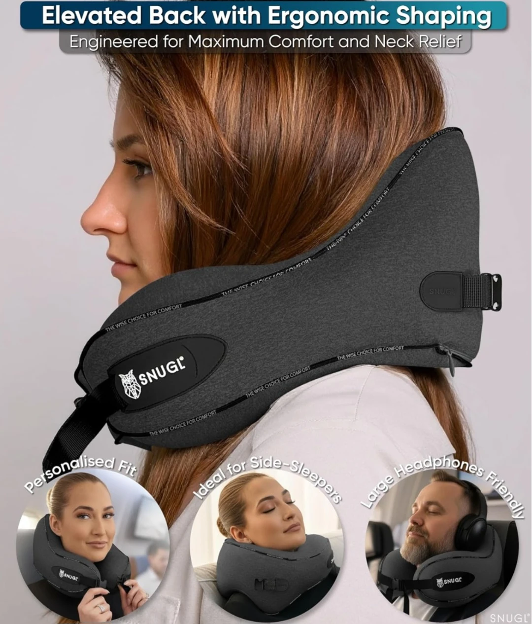 SNUGL Travel Pillow Adult Regular Dark Grey - photo 5