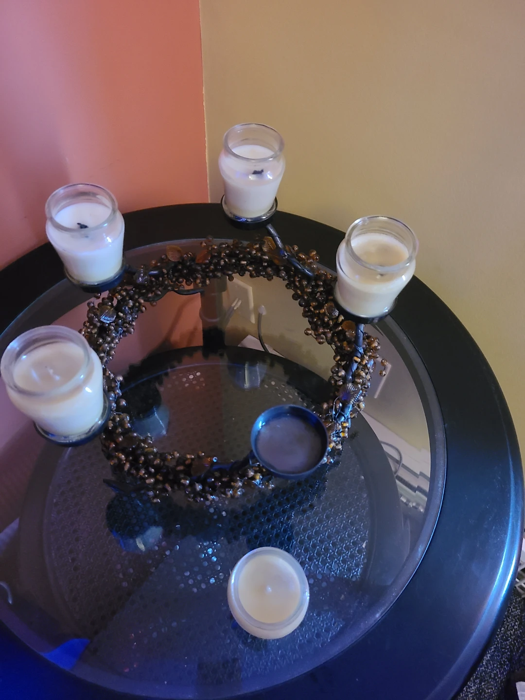 Decorative Bead Candle Wreath with Candle Holders - photo 3