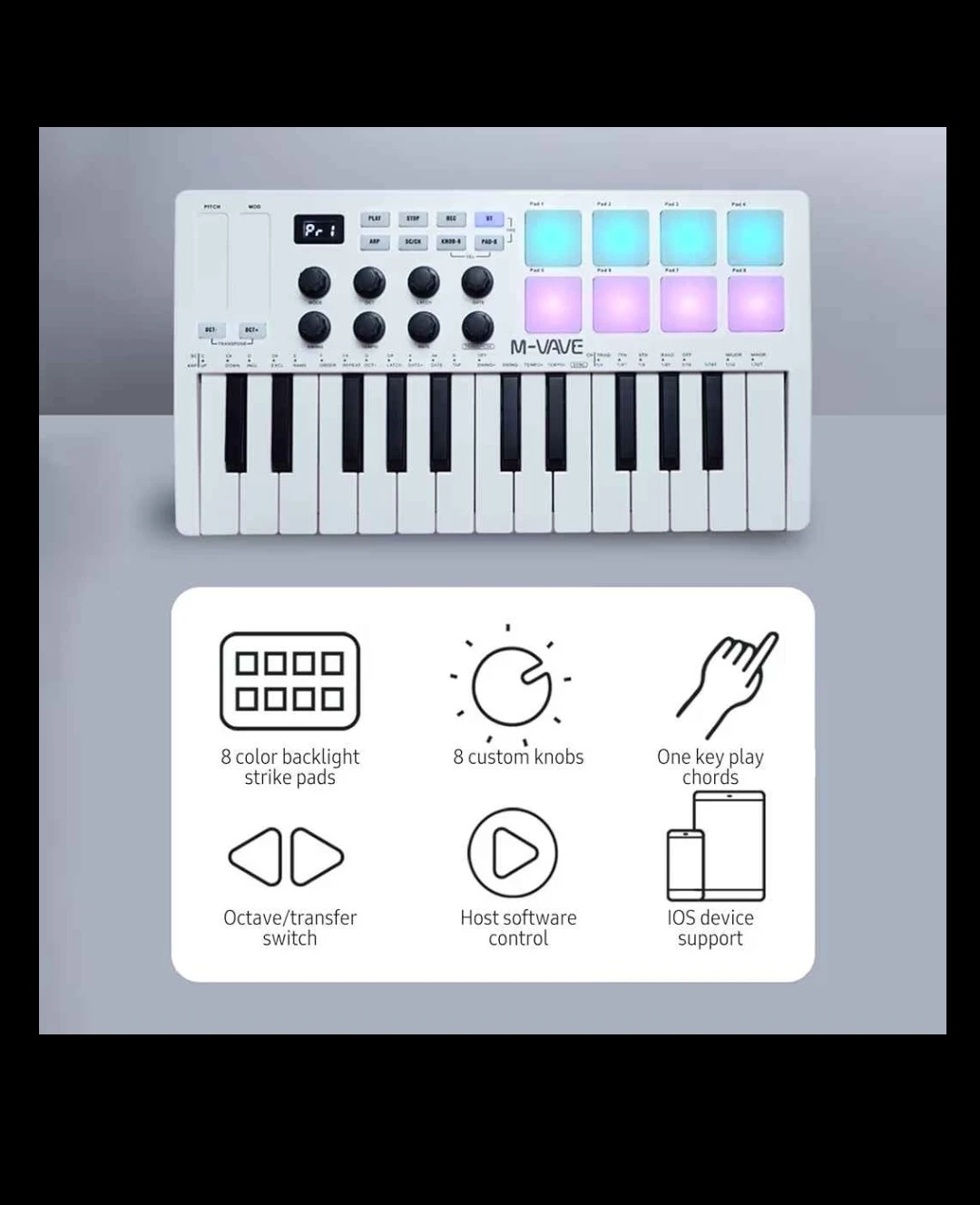M-WAVE 25-key MIDI Controller Keyboard (white) - photo 2