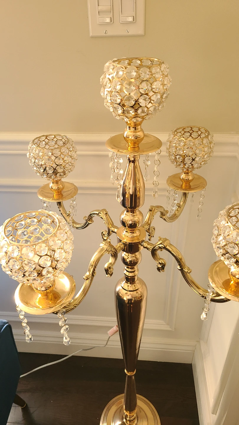 Gold Crystal Candelabra Floor Lamp - photo 2