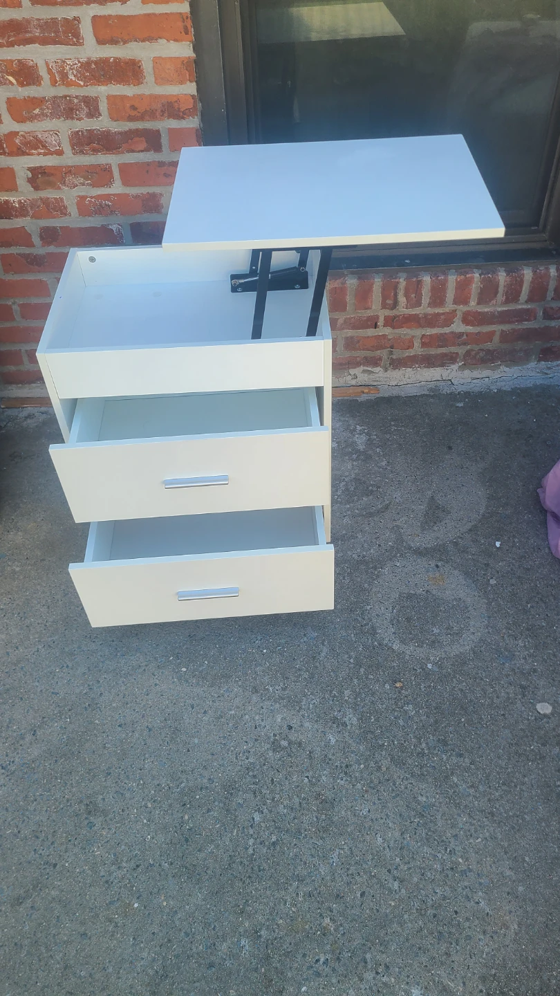 White 2-Drawer Nightstand with Lift-Top - photo 4
