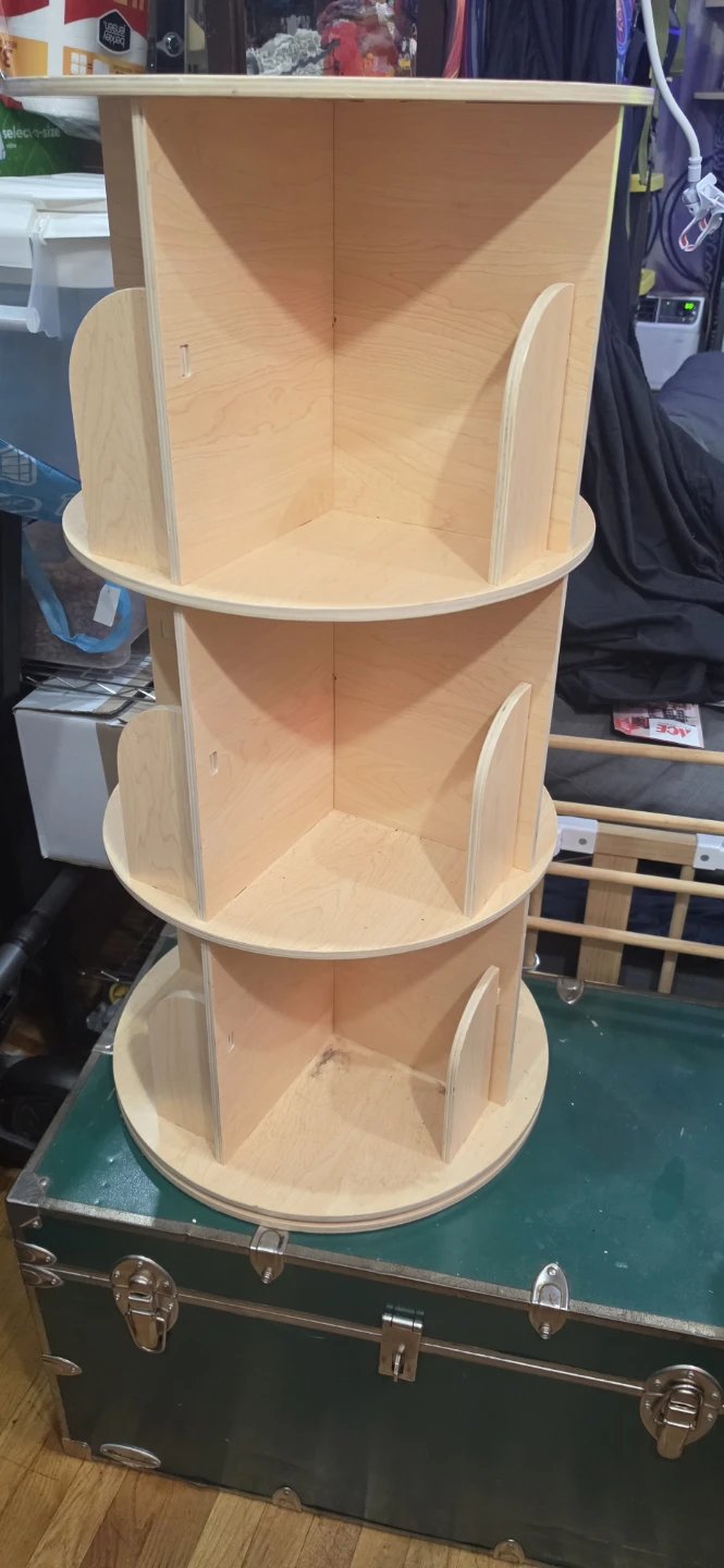 3-Tier Rotating Wooden Bookshelf