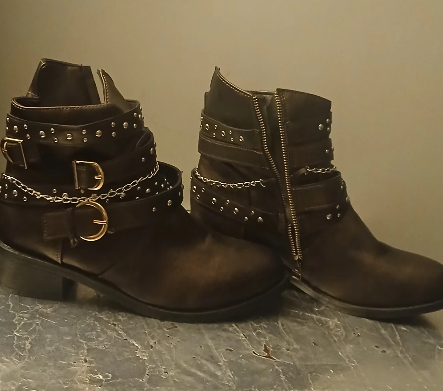Studded Chain Ankle Boots