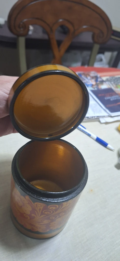 Hand-painted Russian Wooden Khokhloma Lidded Jar - photo 2